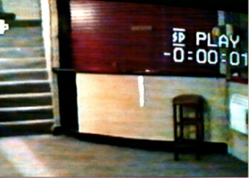 Ghost Picture. Video still taken at a theatre in Shropshire, showing white 'pillar' also seen by investigators.